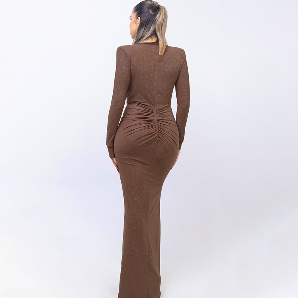 Loír Allure® - Premium Deep V-neck Ribbon Slit Dress