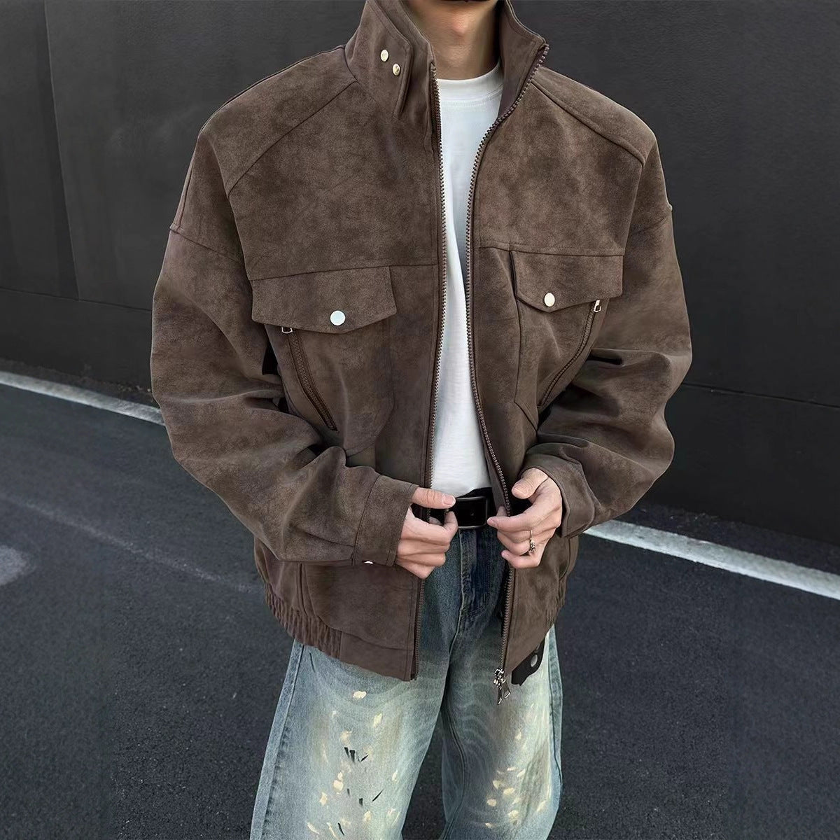 American Loose Detroit Stand Collar Men's Coat