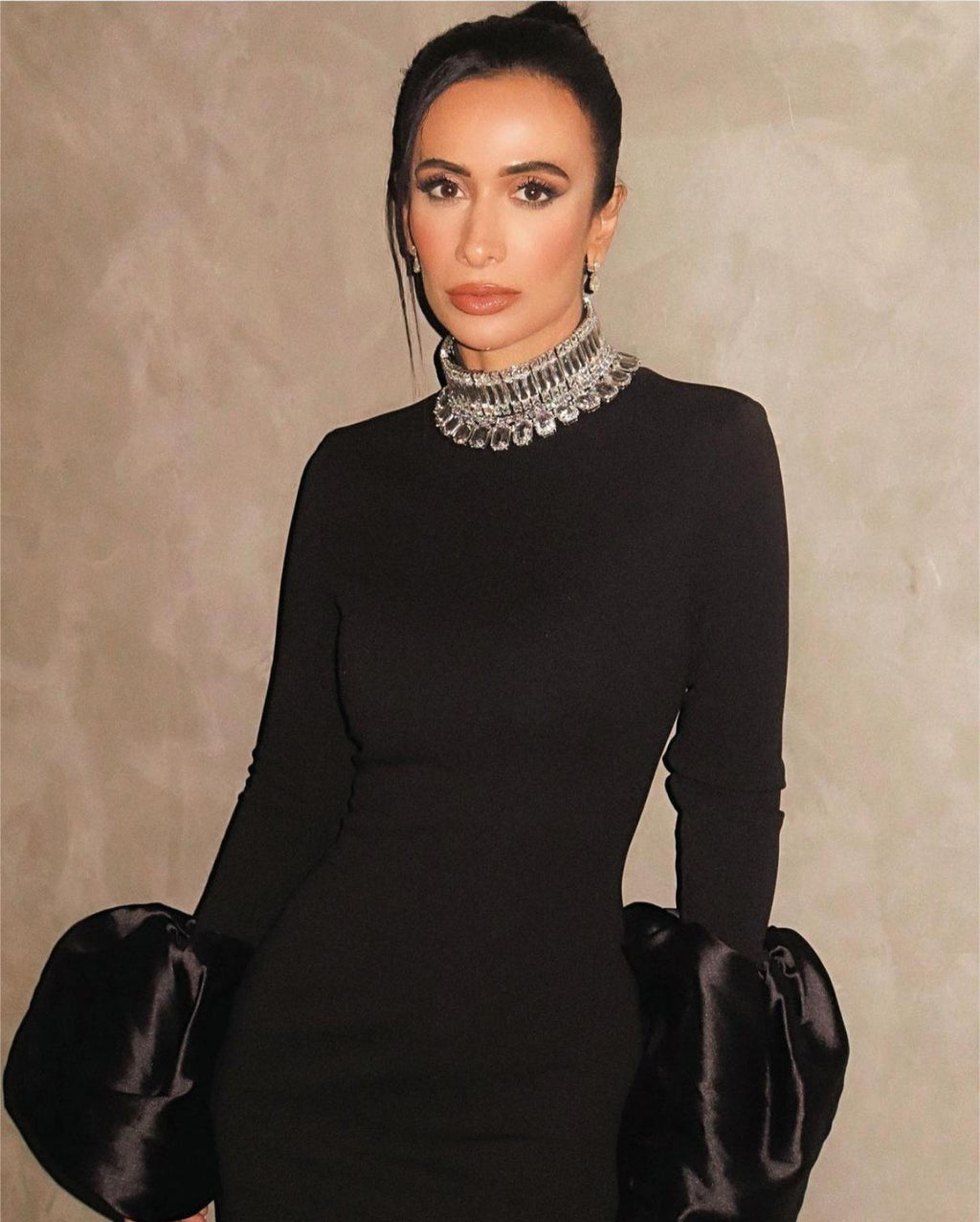 Loír Allure® - Premium Rhinestone Collar Black Dress