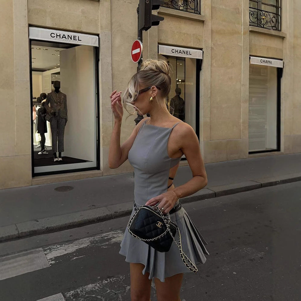 Loir Allure® - Backless Belt Pleated Dress