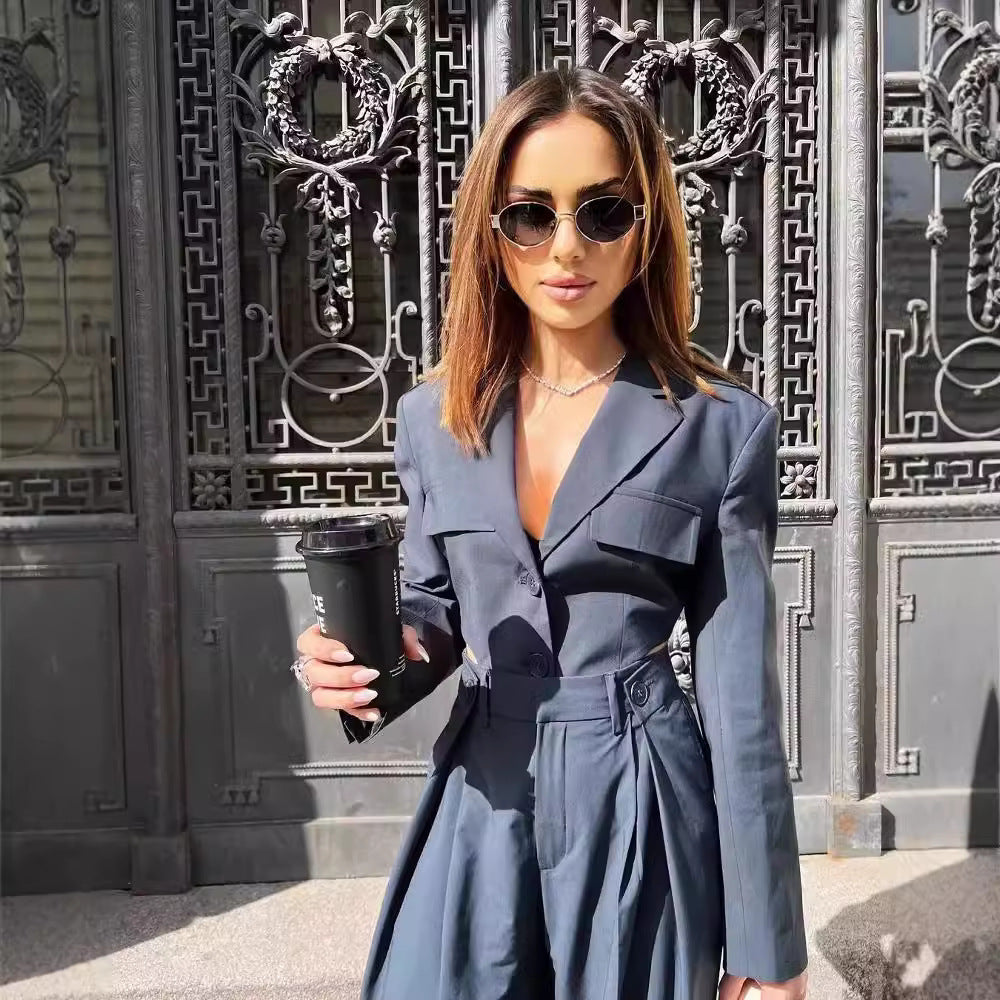 Loír Allure® - Hollow Blazer with Oversized Pantalon