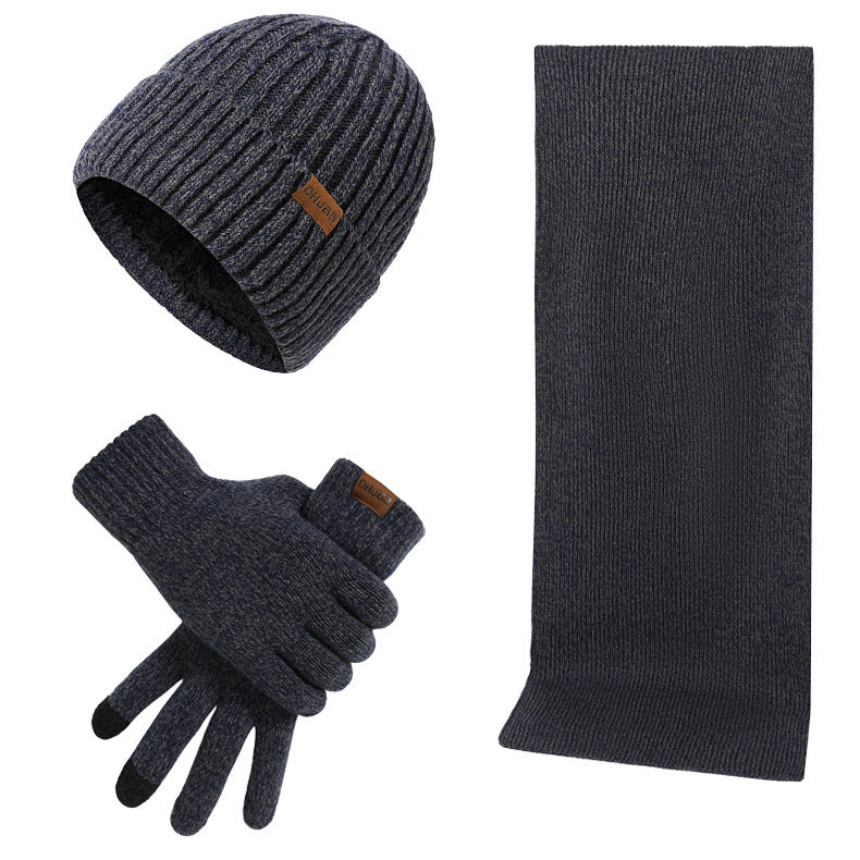 Thermal Knitting Hat Scarf And Gloves Three-piece Set