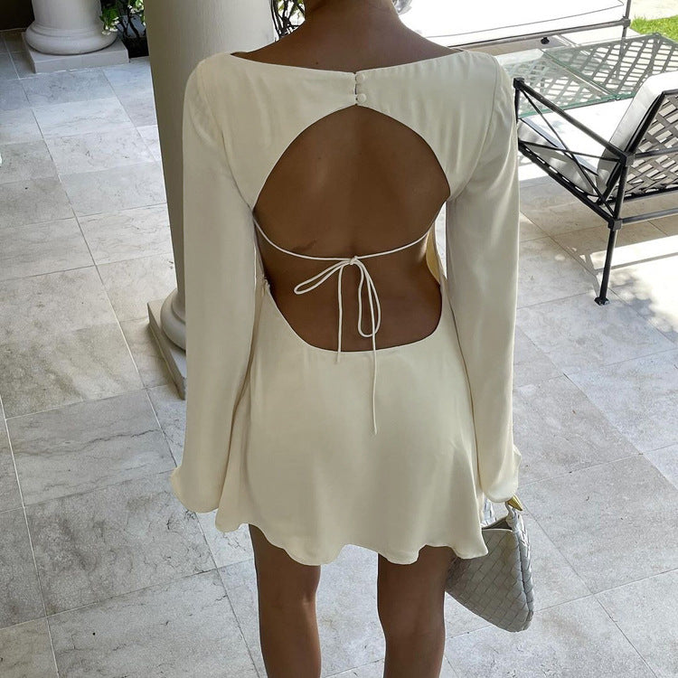 Loír Allure® - Premium Satin Backless Lace-up Dress