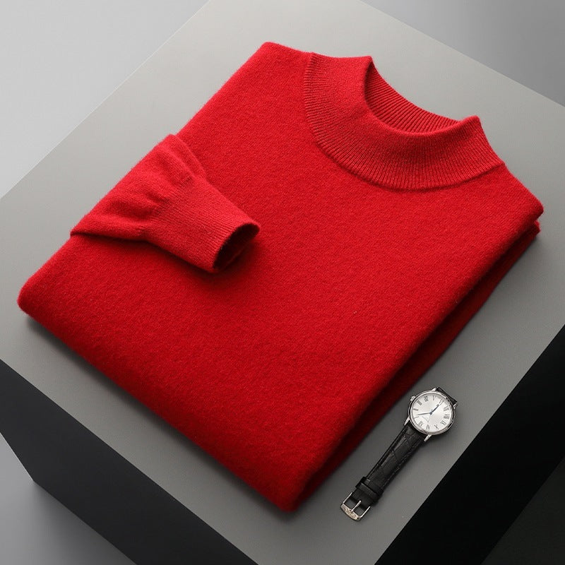Autumn And Winter New Half-collar Wool Sweater Men's Thin Pullover Bottoming Shirt