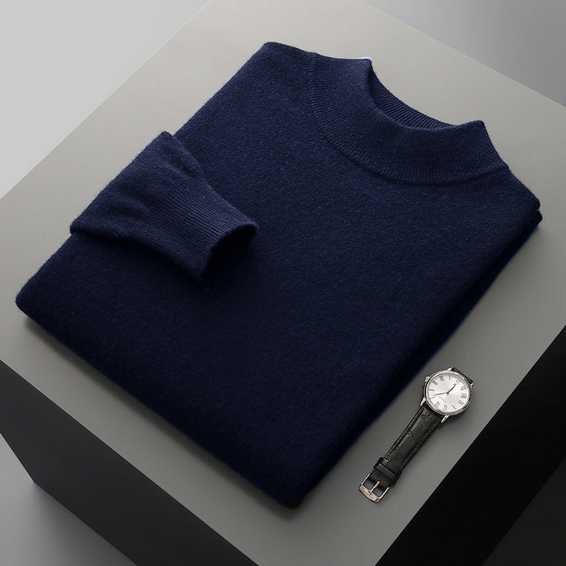 Autumn And Winter New Half-collar Wool Sweater Men's Thin Pullover Bottoming Shirt