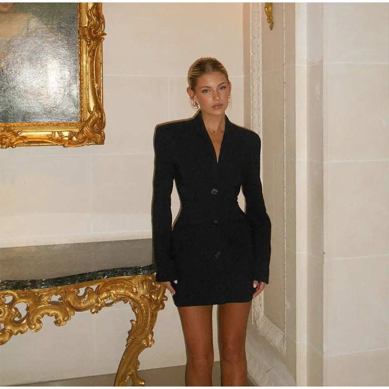 Loír Allure® - Elegant High Waist V-neck Dress