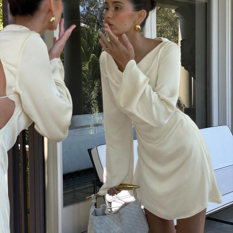 Loír Allure® - Premium Satin Backless Lace-up Dress