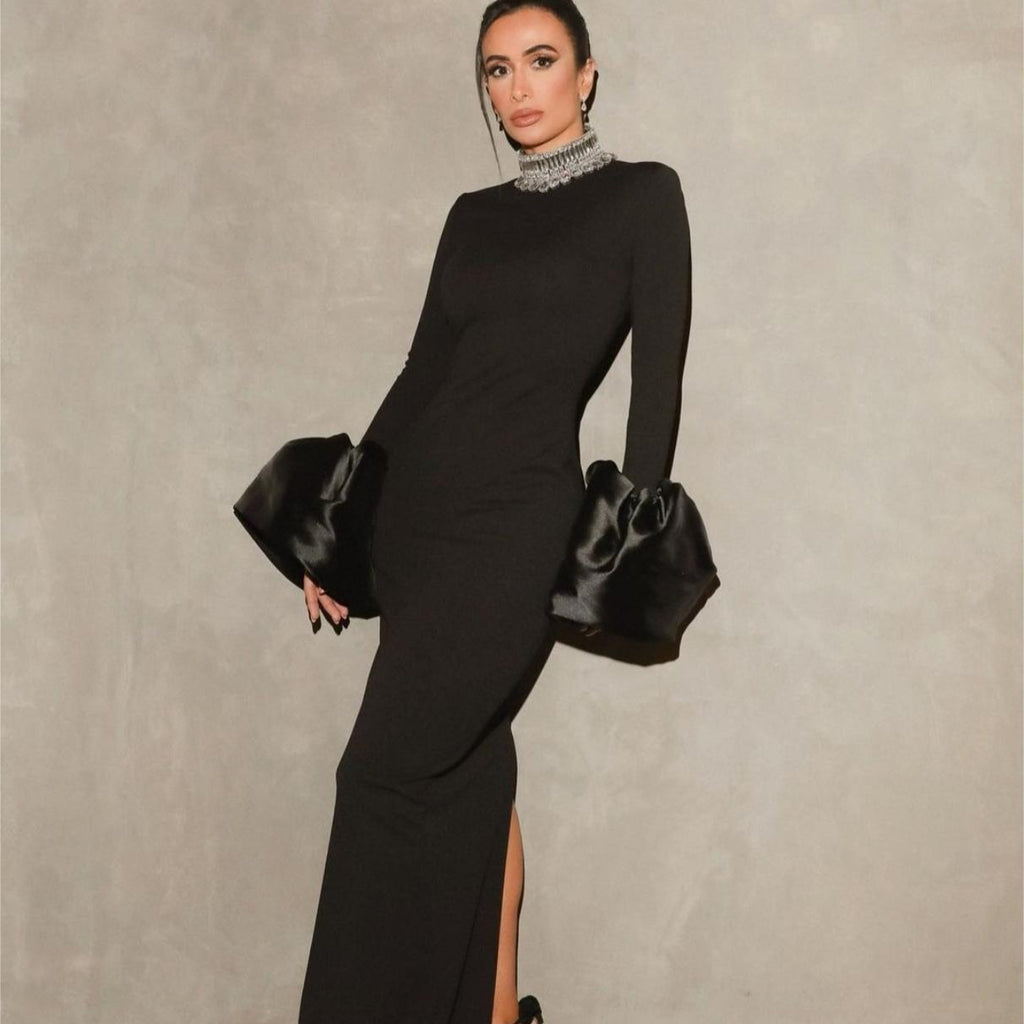 Loír Allure® - Premium Rhinestone Collar Black Dress