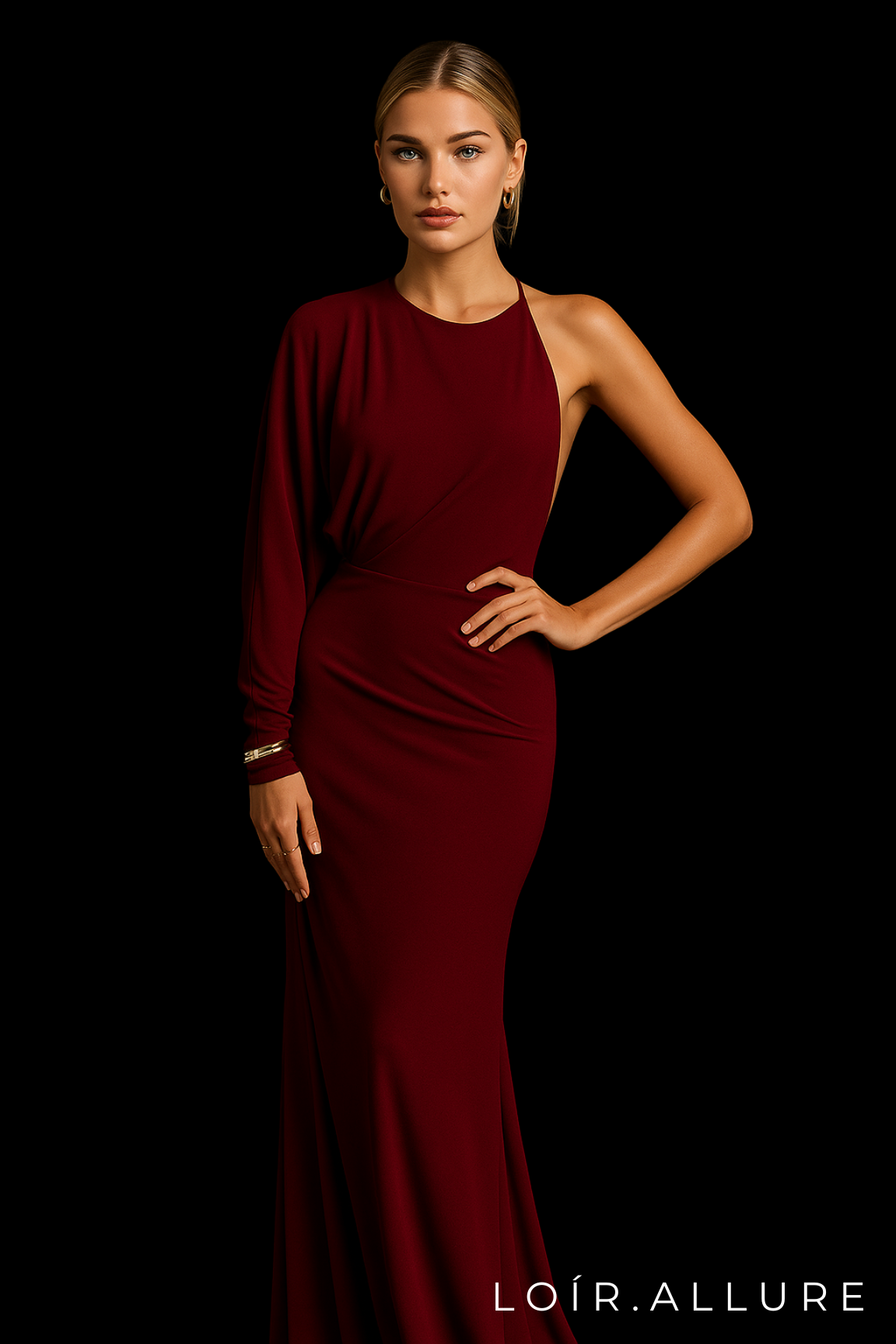 Loír Allure® - Backless One-sleeve Maxi Dress