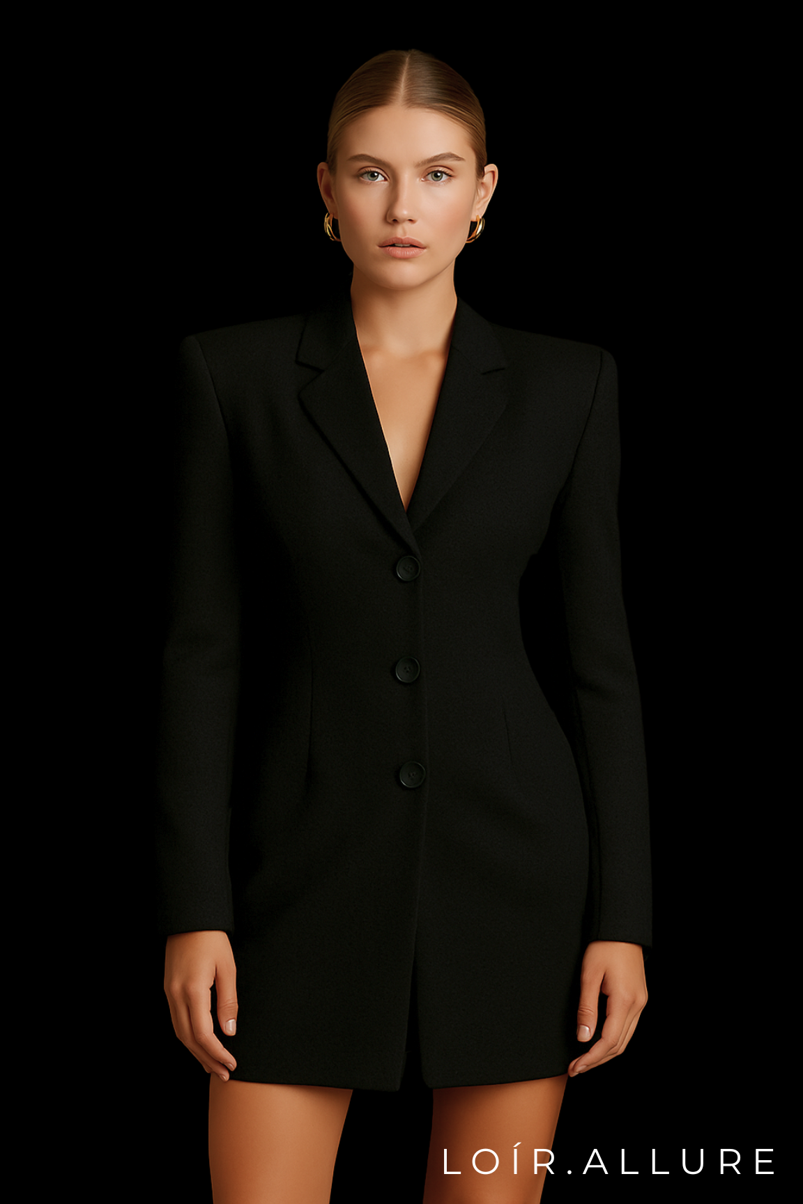 Loír Allure® - Elegant High Waist V-neck Dress