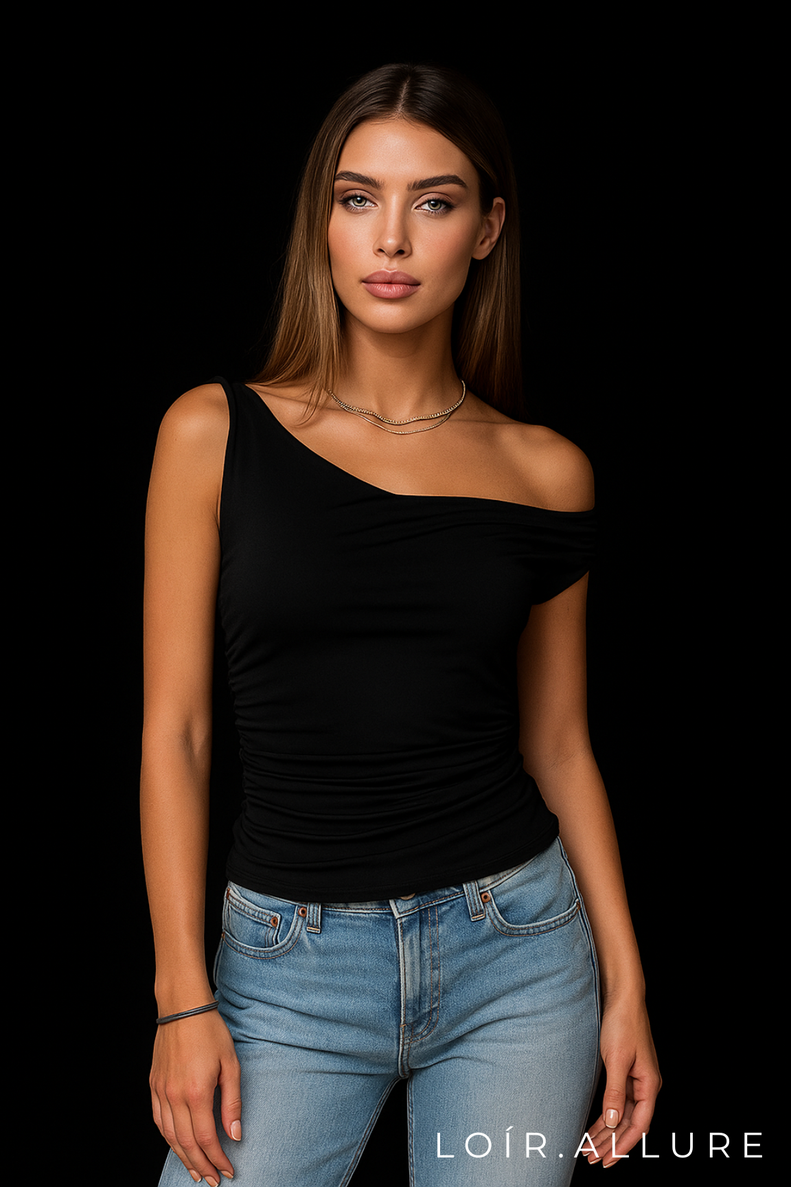 Loír Allure® - Irregular Pleated Slim-fit Top