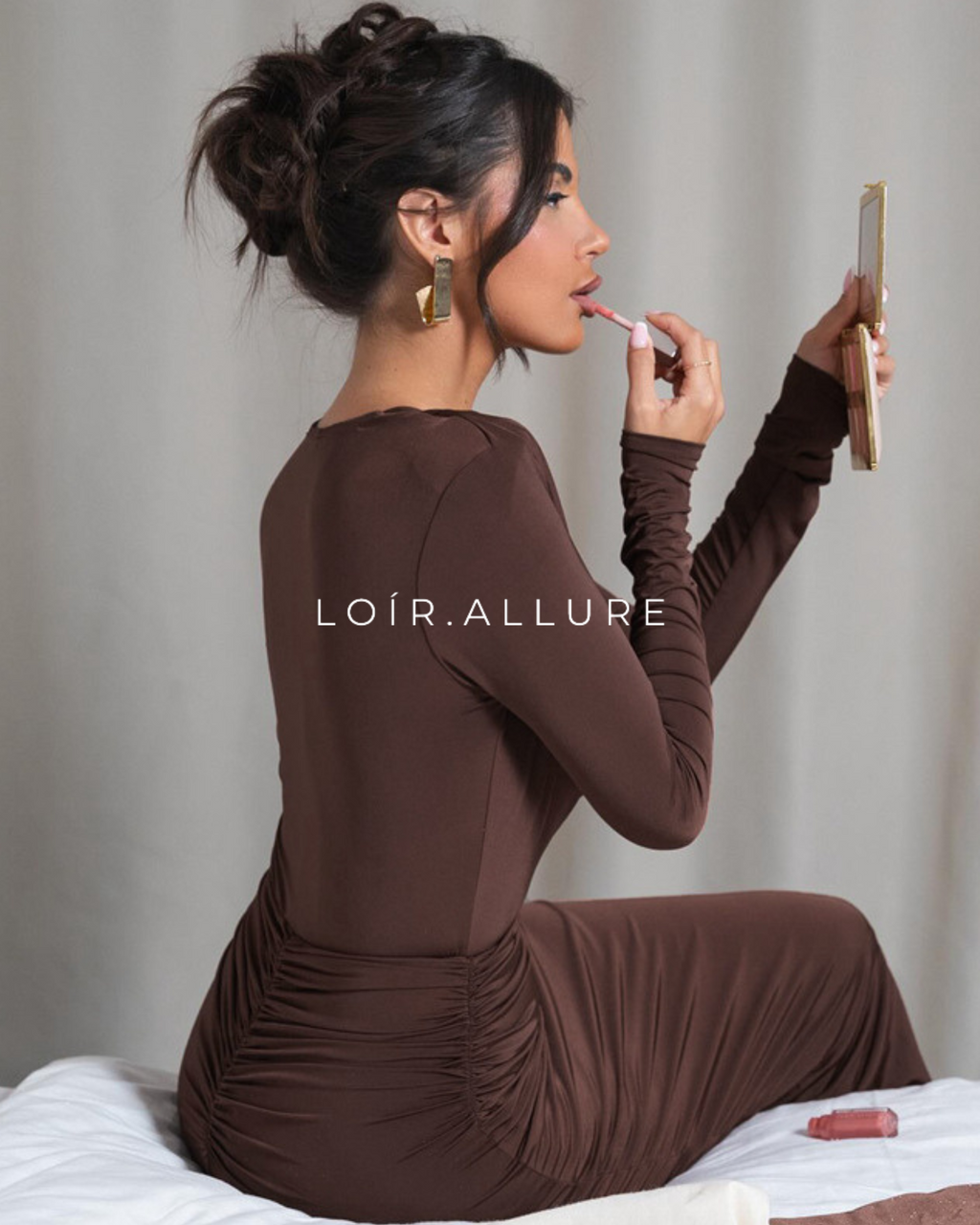 Loír Allure® - Premium Long Sleeve Pleated Sheath Dress