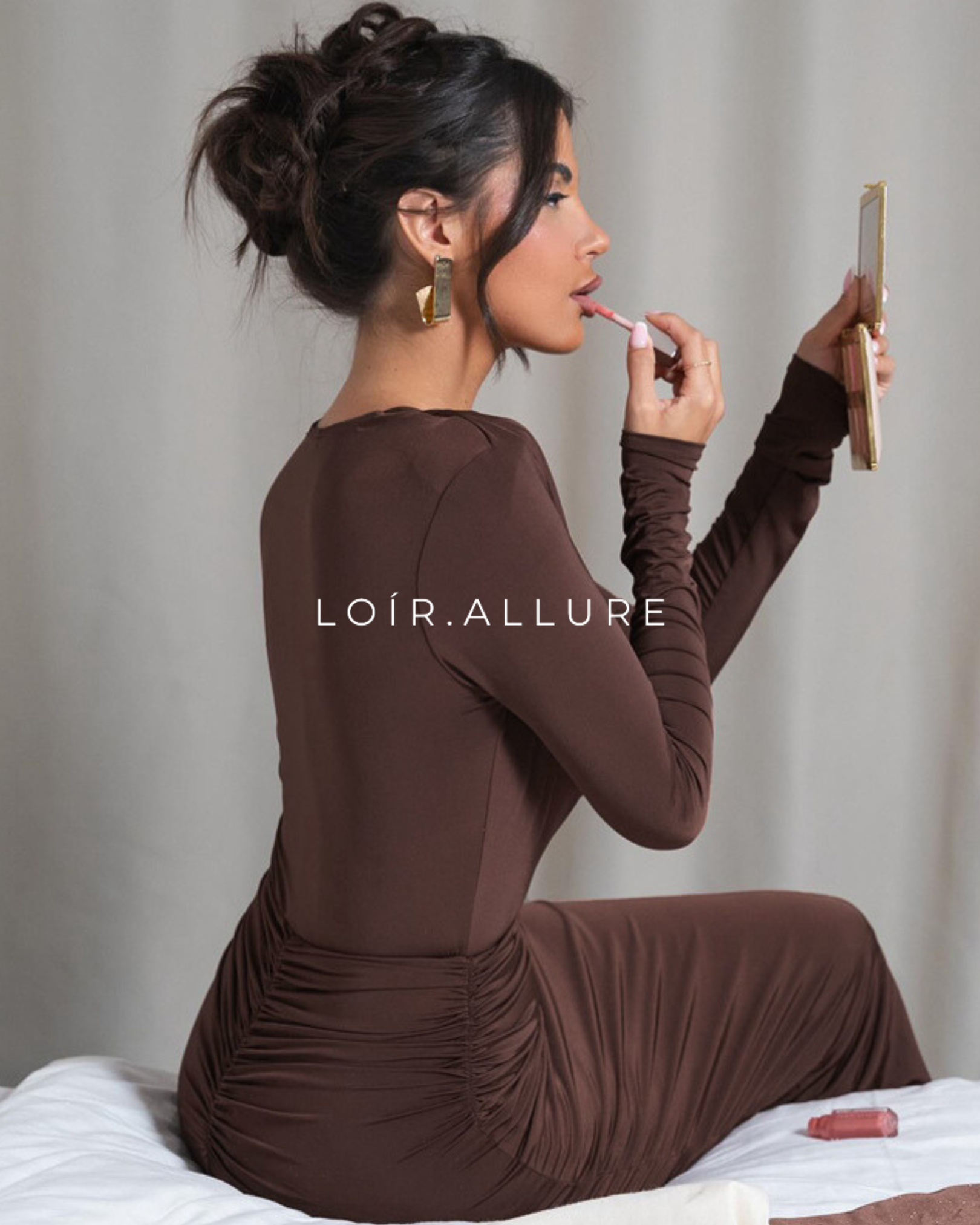 Loír Allure® - Premium Long Sleeve Pleated Sheath Dress