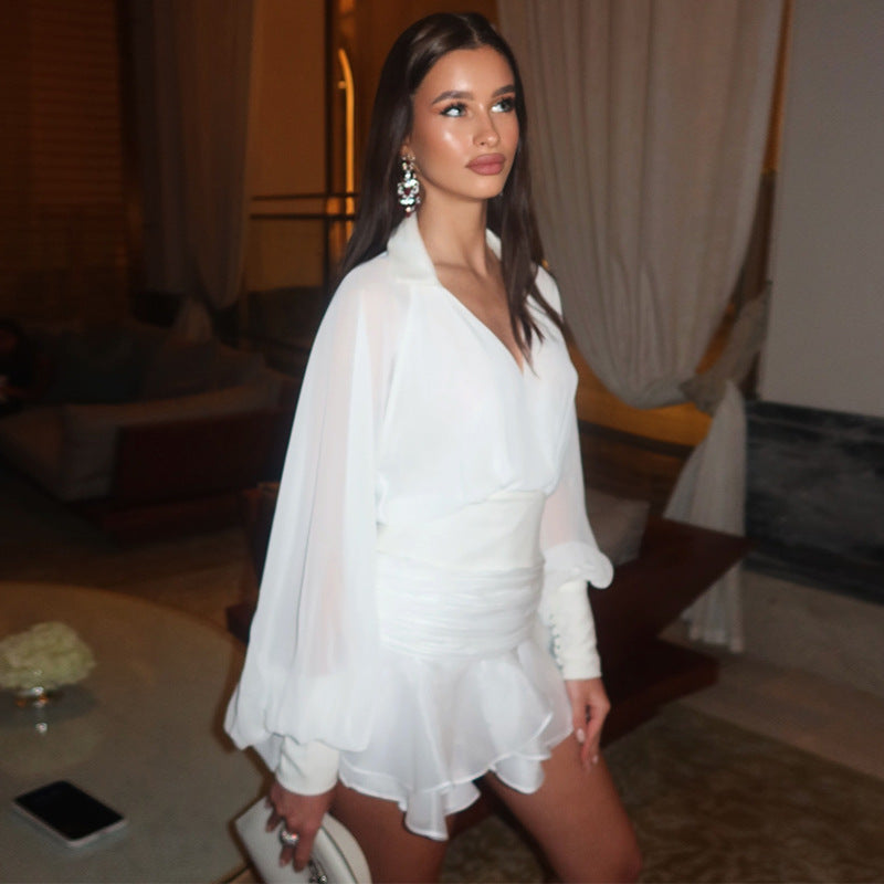 Loir Allure® - Draped Chiffon Mini Dress