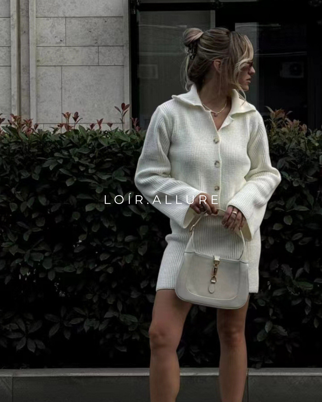 Loír Allure® - Woolen  Polo Flared Sleeve with Short Skirt