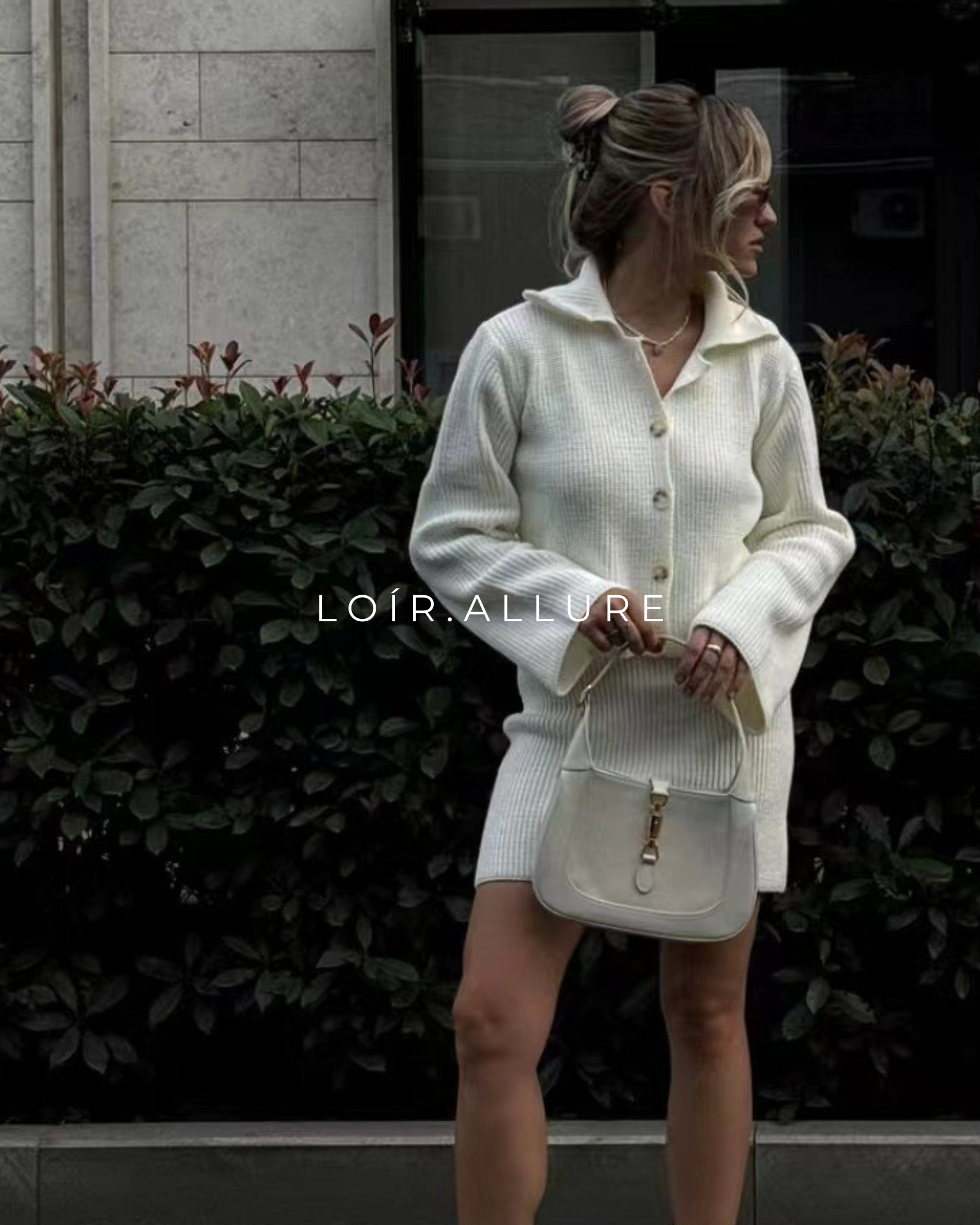 Loír Allure® - Woolen  Polo Flared Sleeve with Short Skirt