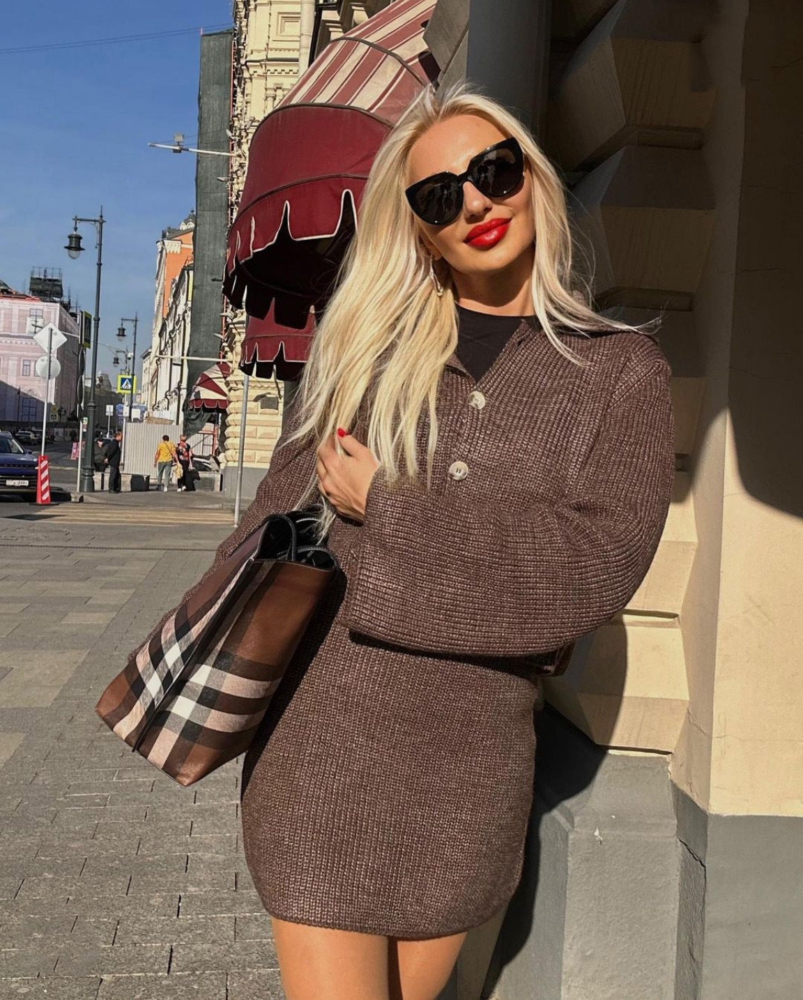 Loír Allure® - Woolen  Polo Flared Sleeve with Short Skirt