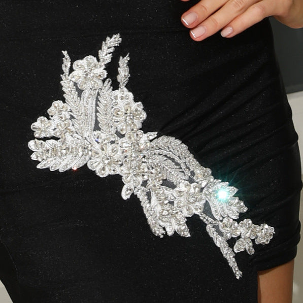 Loír Allure® - Black Rhinestone Flower Dress