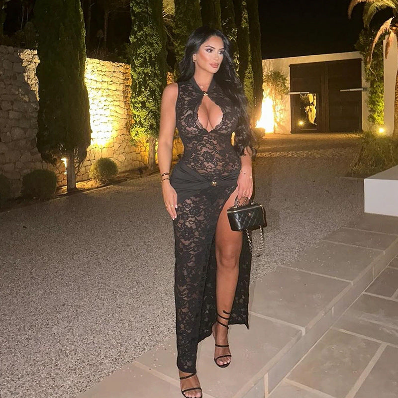 Loír Allure® - Premium Lace Sleeveless Slit Dress