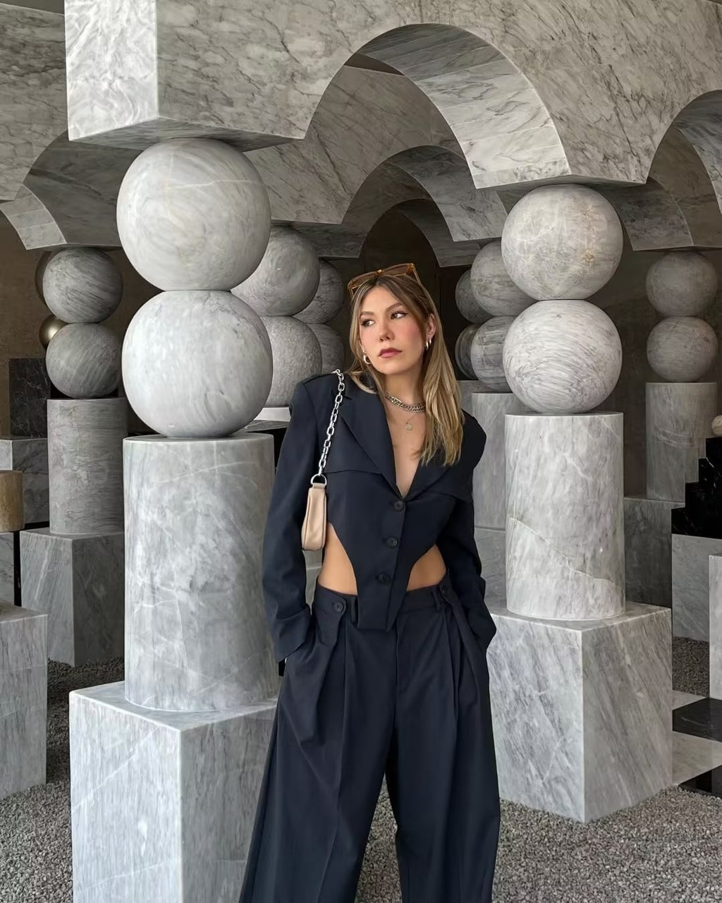 Loír Allure® - Hollow Blazer with Oversized Pantalon