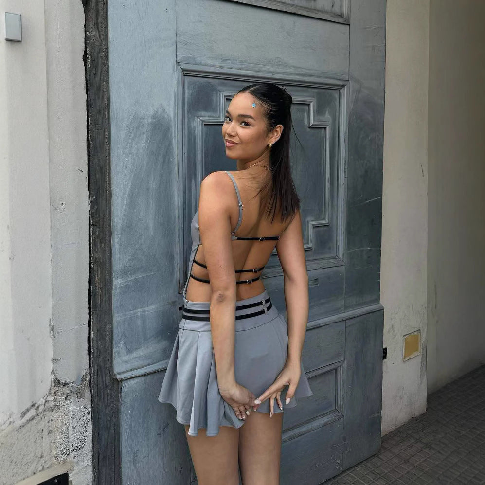 Loir Allure® - Backless Belt Pleated Dress