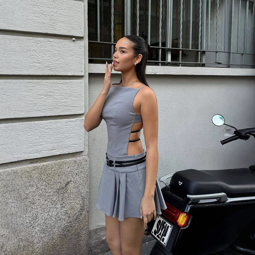 Loir Allure® - Backless Belt Pleated Dress